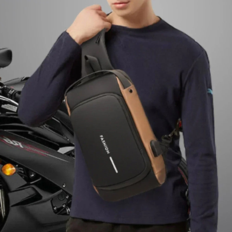 Imported Fashion Charging Anti-Theft | Sling Shoulder Bag, Waterproof with Password Lock | Crossbody Unisex Bag Chest Bag - Black