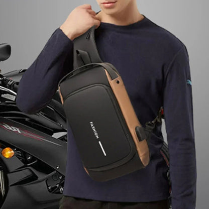 Imported Fashion Charging Anti-Theft | Sling Shoulder Bag, Waterproof with Password Lock | Crossbody Unisex Bag Chest Bag - Black