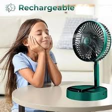 Rechargeable - Portable Telescopic Folding Fan Table Desk Fan | 3 Speeds Fan for Office/Home