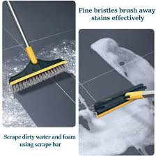 Bathroom Cleaning Brush with Wiper 2 in 1 Tiles Cleaning | 2 in 1 Cleaning Brush Long Handle Removable Wiper for rooms, washroom