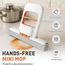 Foldable Desktop Mop | Mini Sponge Mop | Portable Mini Self Squeezing Wet Dry Mop for Bathroom & Kitchen