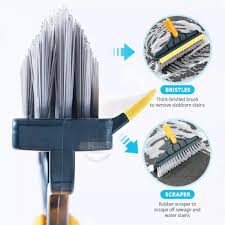 Bathroom Cleaning Brush with Wiper 2 in 1 Tiles Cleaning | 2 in 1 Cleaning Brush Long Handle Removable Wiper for rooms, washroom
