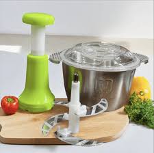Best Quality Premium Stainless Steel 2L Hand Push Chopper – Multifunctional Meat & Vegetable Cutter with 4 Sharp Blades Portable Food Processor Bowl for Easy Kitchen Use
